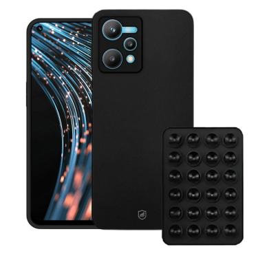 Imagem de Kit Capa Case Capinha Silicon Veloz Para Realme V25 + Ventosa - Preta - Gshield