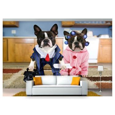 Imagem de Papel De Parede Animais Casal Cachorros 3D Anm145