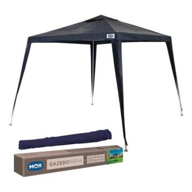 Imagem de Tenda Gazebo 2,40x3m Ráfia Azul Bolsa Transporte 3533 - Mor