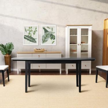 Imagem de Mesa Oval 6 Lugares 1,8m Tampo Vidro e MDF Tiê CabeCasa MadeiraOrigina