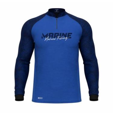 Imagem de Camisa Pesca Marine Sports Explorer Azul Proteção UV FPS 50+ Dryout Ta