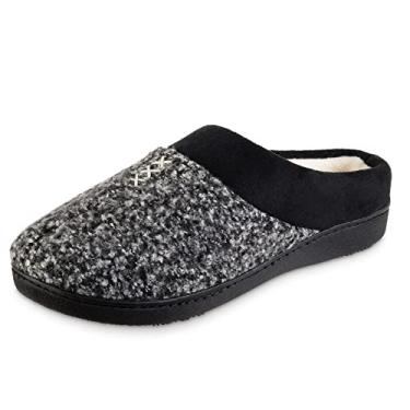 Imagem de isotoner Pantufa feminina de malha mesclada Jessie Hoodback Eco Comfort, Cinza-escuro mesclado, 6.5-7