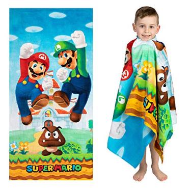 Imagem de Franco Super Mario "Official Nintendo" Kids Super Macio Algodão Toalha de Banho/Piscina/Praia, 147 cm x 71 cm