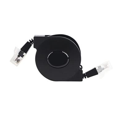 Imagem de cabo de rede retrátil,Cabo Ethernet, cabo de rede CAT6 RJ45 Lan, conector funciona para roteador de modem, PC, laptop, PS2 e mais (preto)(1m)