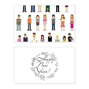Imagem de Personagens do Jogo Pares Pixel Ano Novo Festival Cartão de felicitações Mensagem Presente