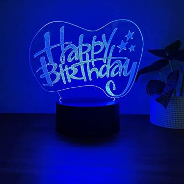Imagem de Luminária LED 3D de Mesa / Luz Noturna Presente Criativo / Decoração - happy Birthday, Feliz aniversário