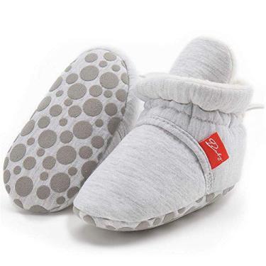 Imagem de HsdsBebe Botas de algodão unissex para bebês recém-nascidos, sola antiderrapante, quente, fleece, meias aconchegantes, Coconut/Tree Navy