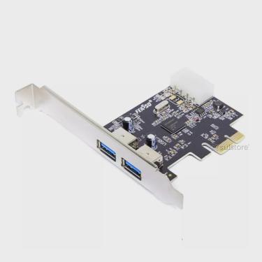 Imagem de Placa USB 3.0 pci Express X1 2 Portas Com Low Profile Perfil Baixo Feasso JPU-03