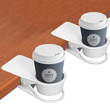 Imagem de Kalolary Suporte de copo de 2 peças com clipe para garrafa de mesa, suporte de copo de vidro tipo "faça você mesmo", clipe de armazenamento para caneca de café, pires, design de clipe para casa e escritório, branco