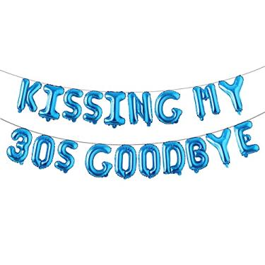 Imagem de Kissing My 30s Goodbye Decorations Kissing My 30s Goodbye Banner Balloons 40th Birthday Balloon Dirty 40 Balloon (30S GOODBYE Blue)