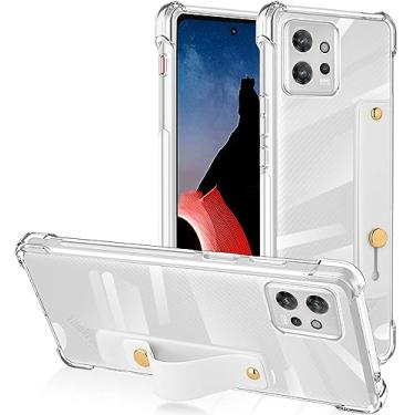 Imagem de ZHIYIWU Capa de telefone projetada para Moto ThinkPhone 5G com suporte de pulseira, suporte transparente, de silicone macio, TPU, à prova de choque, antiarranhões, capa protetora - transparente