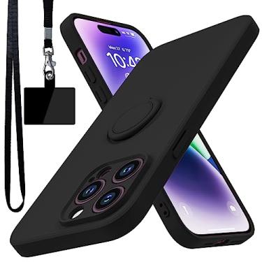 Imagem de YSLBWLE Capa para iPhone 14 Pro, suporte de anel giratório de 360° integrado | Forro de microfibra macio antiarranhões | Suporte para carro | Capa de telefone para iPhone 14 Pro para meninas e