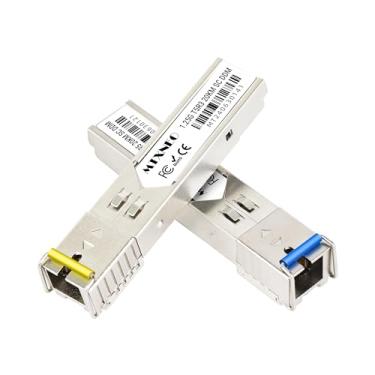 Imagem de Um par de 1,25 G SFP WDM SC Bidi Transceptor 1000Base-BIDI Módulo de Fibra Simplex SMF 1310nm/15500nm DDM até 20 km para Cisco GLC-BX-D, Ubiquiti UniFi UF-SM-1G-S, Mikrotik e mais