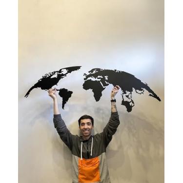 Imagem de Escultura Parede Mapa Mundi Globo 150x58 Preta
