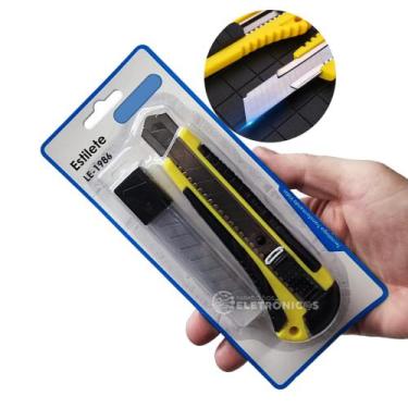 Imagem de Estilete Com Lâmina Super Amolada Reforçado 18mm Com Trava E Refil 3 L