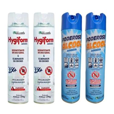 Imagem de Kit Desinfetante Hygiform Uso Geral + Poderoso Álcool 400ml - Kelldrin