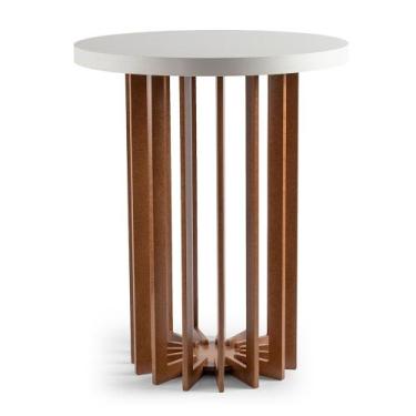 Imagem de Mesa De Canto Redonda Lateral Sofá Ravena 60cm De Altura - B&D Artigos