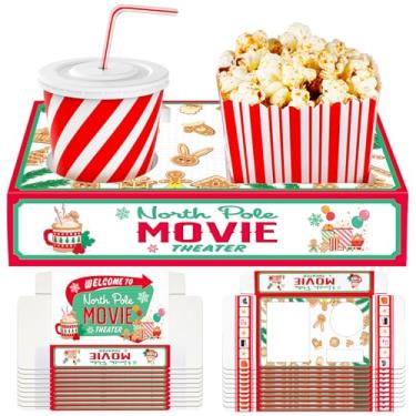 Imagem de Dunzoom 20 Pcs Christmas Movie Night Supplies North Pole Movie Night Paper Snack Trays Popcorn Candy Holder Movie Theater Snack Boxes Cardboard Snack Holder Food Trays for Movie Party Concession Stand