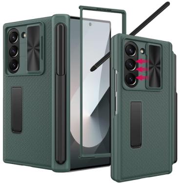 Imagem de YQODSZ Capa para Samsung Galaxy Z Fold 6 com suporte para S Pen e Stylus, [Capa de câmera deslizante] Capa dobrável para 6 canetas com suporte de dobradiça protetor de tela protetor de tela resistente