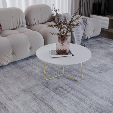 Imagem de Mesa de Centro Trude Redonda 30cm X 67cm X 67cm Branco/ Dourado