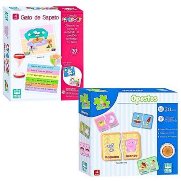 Imagem de Kit Brinquedo Infantil Raciocinio Logico Gato De Sapato E Jogo Dos Opo