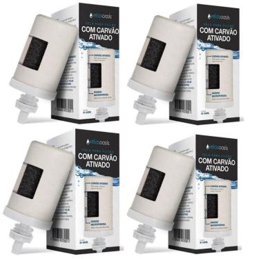 Imagem de Kit 4 Vela Carvão Ativado Agua Alcalina Filtro De Barro