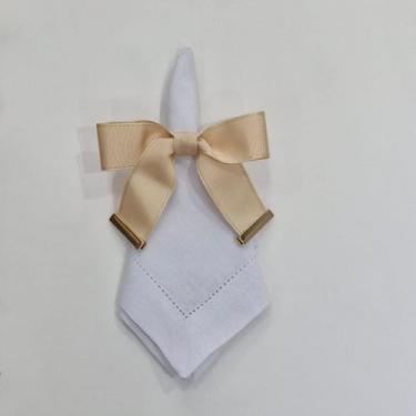 Imagem de Porta Guardanapo Laço Lurex com Ponteira - Decor Madame Blue, Bege