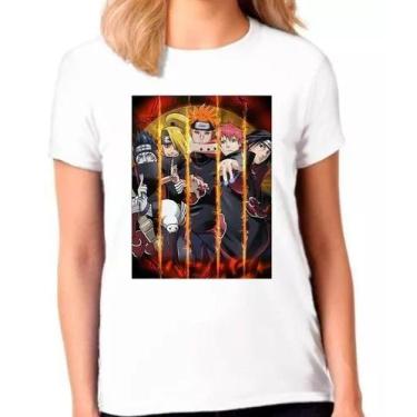 Imagem de **Camiseta Feminina Branca - Desenho Naruto Anime 08** - Loja Dinka, G