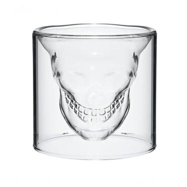 Imagem de Dupla Copos Caveira Parede Dupla Vidro Boro 75 Ml Mimo Style