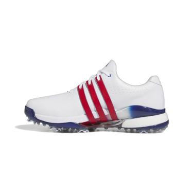 Imagem de adidas Tênis de golfe masculino Tour360 24, Calçado branco/melhor escarlate/azul royal, 47