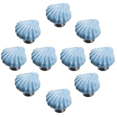 Imagem de Puxadores de cerâmica em forma de coração fofo da série azul, puxadores de móveis infantis para bebês cor doce para armário de porta, gaveta, armário, cômoda, escaninho, estante etc. com parafusos