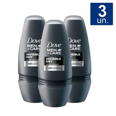 Imagem de Kit 3 unidades Desodorante Antitranspirante Roll-on Dove Men Care Invisible Dry 50ml