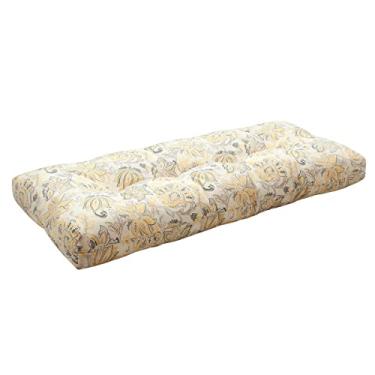 Imagem de FUNHOME Almofada de banco para ambientes externos 122 x 45 cm com aderências antiderrapantes, almofada de balanço de varanda resistente à água, almofadas de almofada de banco, almofadas adornadas