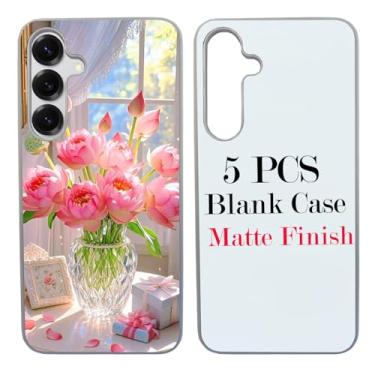 Imagem de JUSTRY Capa de telefone em branco sublimação 5 peças para Samsung Galaxy S25, fácil de sublimar DIY 2 em 1 capa 2D de borracha macia para impressão de subtransferência de calor + pacote de atacado