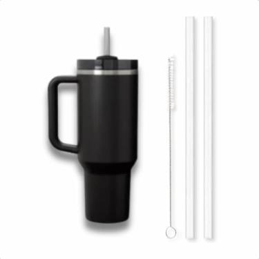 Imagem de Kit 2 Canudos de substituição e 1 Escovinha de limpeza para copos e garrafas térmicas, compatível com Stanley Escova