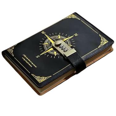 Imagem de Diário Estampa Bússola com Cadeado Numérico | 200 Folhas Pautadas, Capa em PU, Porta-Caneta Integrado.