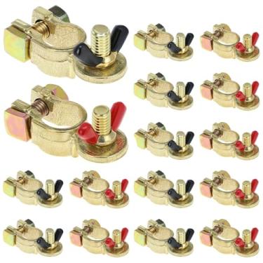 Imagem de QWORK Poste superior do terminal de bateria de grau marítimo de latão, 8 pares de conectores de terminal de bateria, grampos de terminal de bateria para trailer de carro de barco, serve para todas as