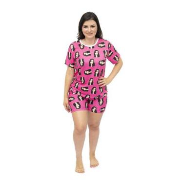 Imagem de Pijama Personalizado Feminino Curto Rosa - Alegria de Montar, G