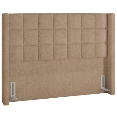 Imagem de Cabeceira Cama Box Casal 195 cm P05 Paris Bouclê Bege - Lyam Decor