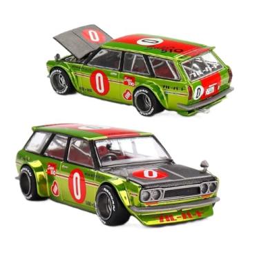 Imagem de Diecast Model Car Compatible with Kaido House x Mini GT 1:64 Datsun KAIDO 510 Wagon OG Flo Chrome Yellow Limited Edition KHMG164
