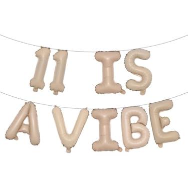 Imagem de Eleven is a Vide Birthday Decor Balloon Banner Groovy 11th Birthday Party Decor Retro Rainbow Balloon Hippie 70s 11th Bday Supplies for Girl Retro Hippie Party (11 IS A VIBE Caramel)