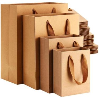 Imagem de Sacos de presente PerKoop Kraft Paper, 4 tamanhos, guloseimas com alça