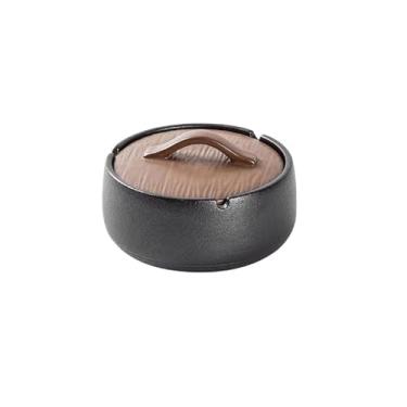 Imagem de Cinzeiro de cerâmica com tampa Cinzeiro redondo de mesa para defumador cinzeiro nostálgico com textura fosca, para sala de estar, cozinha, varanda, decoração de casa