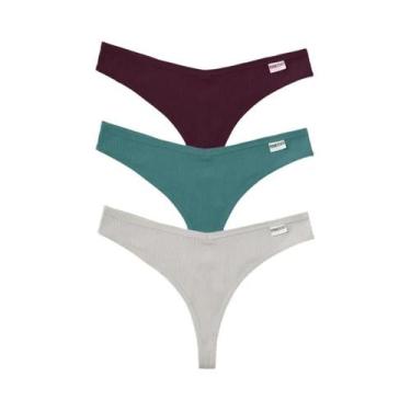 Imagem de Conjunto De 3 Peças De Tangas Femininas Sexy De Algodão Com Cintura Em