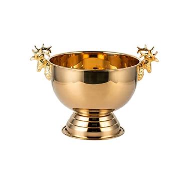 Imagem de Balde de gelo para festas Baldes de gelo, cabeça de veado baldes de gelo de aço inoxidável bar KTV balde de vinho de gelo ótimo para bar doméstico refrigerar cerveja champanhe e recipiente de gelo de