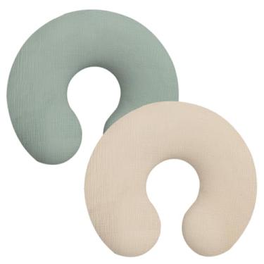 Imagem de Capas de almofada de musselina para amamentação, pacote com 2, capas de amamentação macias e respiráveis para travesseiros de amamentação, adorável capa para bebês meninos e meninas (trigo, verde)