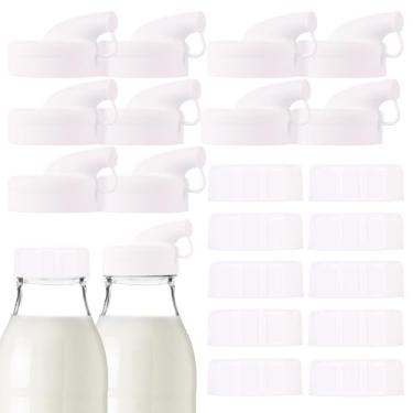 Imagem de 20 peças de tampas de silicone para garrafa de leite, tampas de substituição de silicone de 52 mm, tampas de substituição de jarro de vidro, tampas reutilizáveis para viagens, armazenamento e uso em