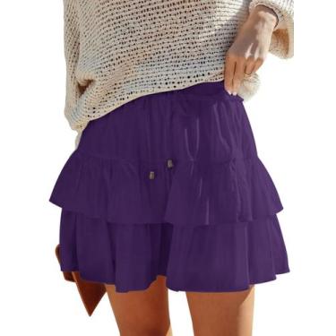 Imagem de Shorts Woudery Flowy para mulheres, boho, babados, saias em camadas - 