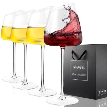 Imagem de Conjunto de 4 taças de vinho inclinadas IMPAGEL de cristal de 400 ml