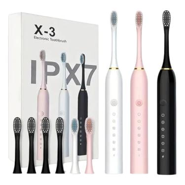 Imagem de Escova de Dente Elétrica Dental Sônica Recarregável USB Ideal para Adultos e Crianças 6 Modos Temporizador 2 Minutos Longa Duração e Higiene Completa (Preto)